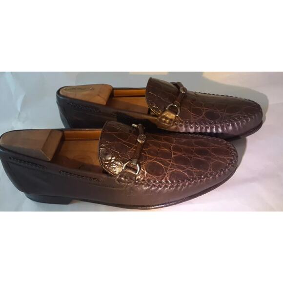 Mezlan Men\'s Loafers 8.5 M Brown Crocodile Leather Hors Bit Logo Slip On Shoes main image 11